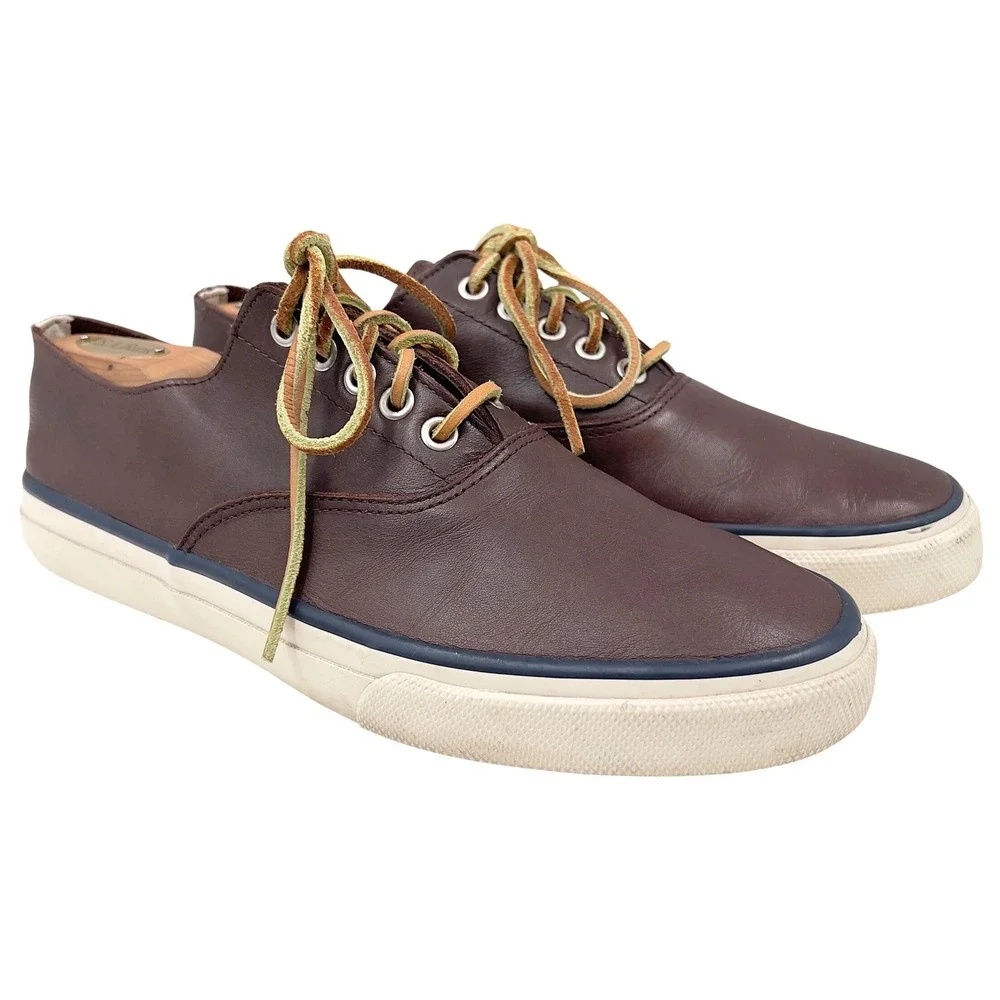 Sperry Mens CVO Deck Shoe Brown Leather Low Top Sneaker Preppy Nautical 9.5 M